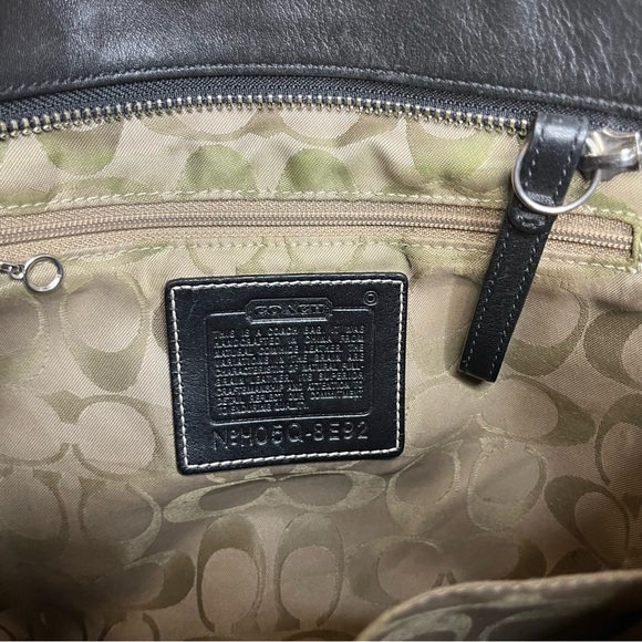 VINTAGE COACH Hamptons Black Leather Tote  Shoulder Bag #8E92 🖤 - Picture 6 of 9